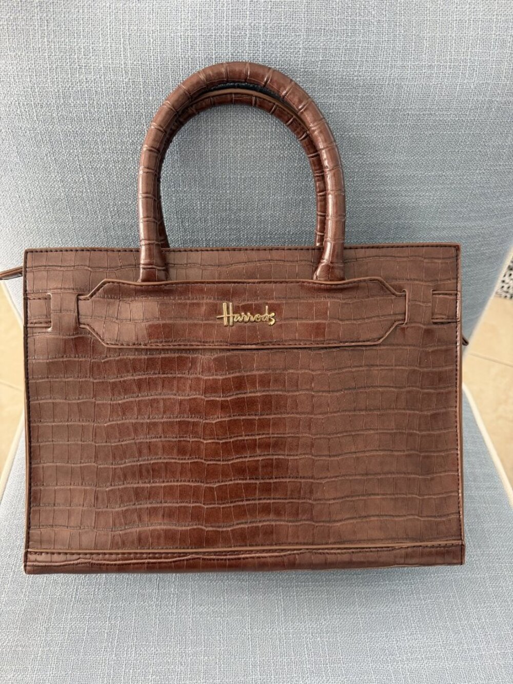 Harrods Crocodile-Embossed Handbag